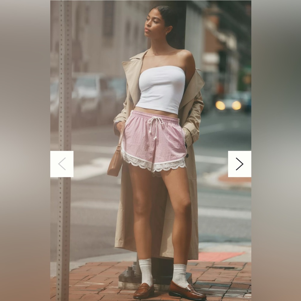 Anthropologie Daily Practice Lace Trim Drawstring Shorts